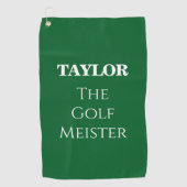 ゴルパーソナライズされたフおもしろいマイスター引用文グリーン ゴルフタオル (正面)