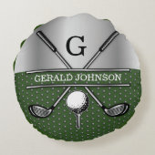 ゴルパーソナライズされたフエレガントモノグラムのロゴ ラウンドクッション (裏面)