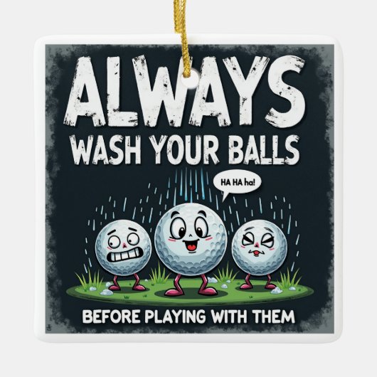 ゴルフあなたのボールを洗浄オーナメント セラミックオーナメント (正面)