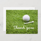 ゴルフありがとうゴルフボールと緑のティー ポストカード (正面/裏面)