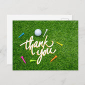 ゴルフありがとうボールとカラフルティーで緑 ポストカード (正面/裏面)