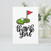 ゴルフありがとう文字と緑のフラグ サンキューカード (スタンド正面)