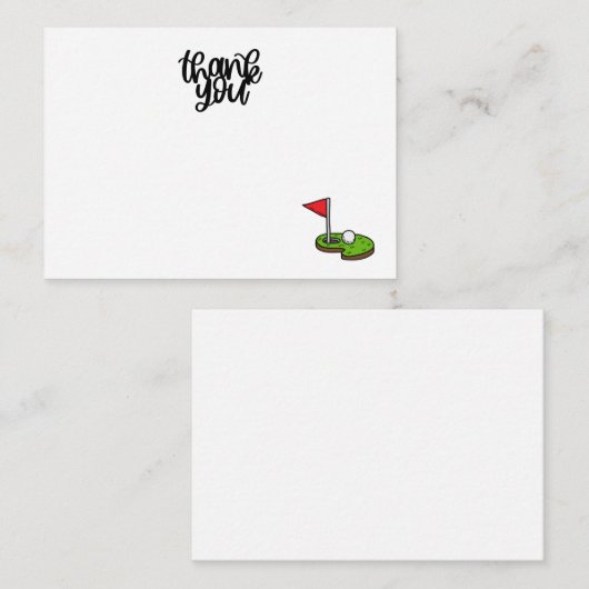 ゴルフありがとう文字と緑のフラグ ノートカード (正面/裏面)