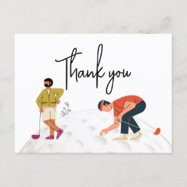 ゴルフありがとう文字と2つのゴルファー ポストカード