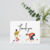 ゴルフありがとう文字と2つのゴルファー ポストカード (スタンド正面)