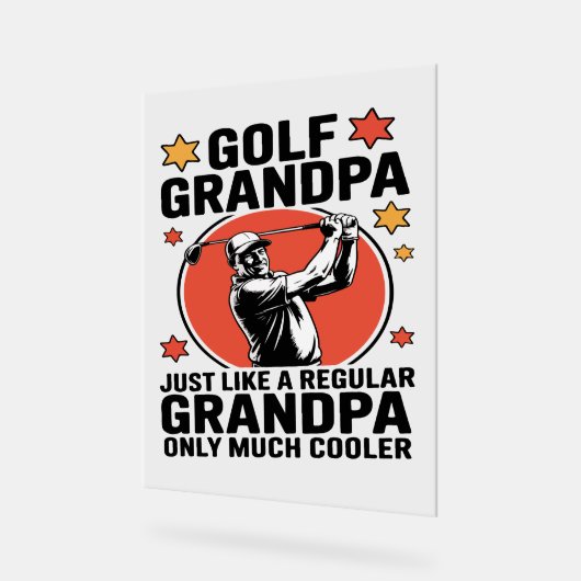 ゴルフおじいちゃん普通のおじいちゃんみたいに アクリルサイン (傾斜)