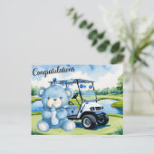 ゴルフおめでとうベビーゴルファーそれはボーイカード ポストカード (スタンド正面)