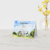 ゴルフおめでとうベビーゴルファーそれは男の子 カード (黄色い花)