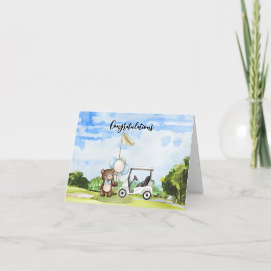 ゴルフおめでとうベビーゴルファーそれは男の子 カード (正面)