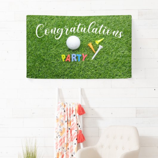 ゴルフおめでとう単語パーティー  横断幕 (インサイチュ)