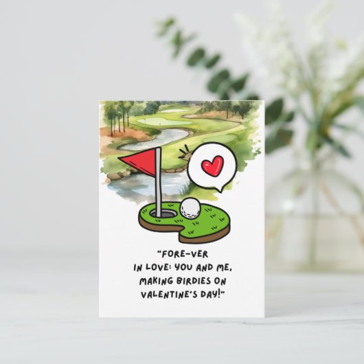 ゴルフおもしろいことわざゴルファーがバレンタインデーに シーズンポストカード (スタンド正面)
