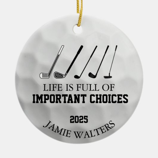 ゴルフおもしろいのクリスマスおもしろい、ゴルファーへのゴルフギフト セラミックオーナメント (正面)