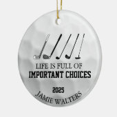 ゴルフおもしろいのクリスマスおもしろい、ゴルファーへのゴルフギフト セラミックオーナメント (左)