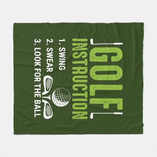 ゴルフおもしろいの指示ワードアート フリースブランケット (正面(横))