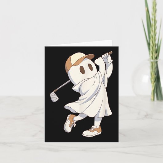 ゴルフおもしろいの衣装ハロウィン幽霊の遊グラフィック カード (正面)