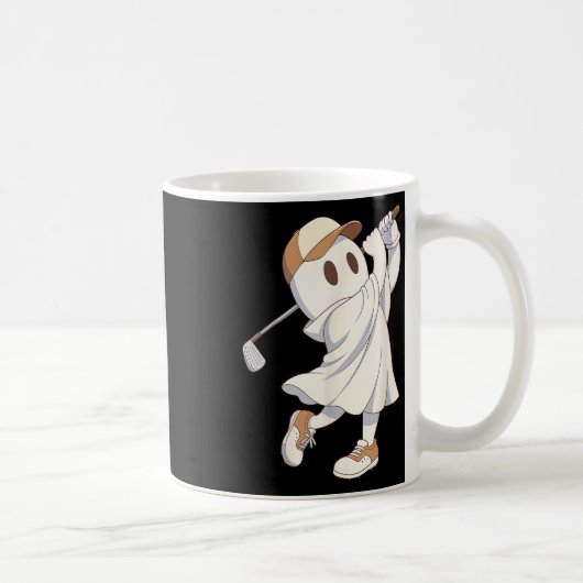 ゴルフおもしろいの衣装ハロウィン幽霊の遊グラフィック コーヒーマグカップ (右)