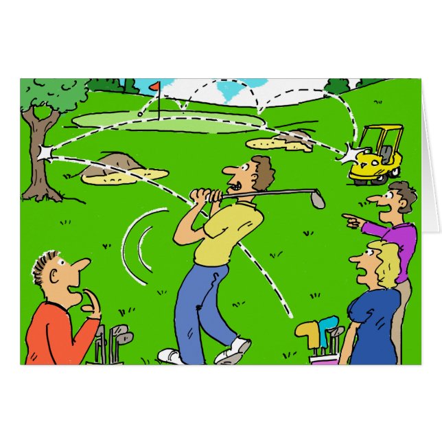 ゴルフおもしろいイメージ。フリークゴルフショットのリバウンド (正面横)