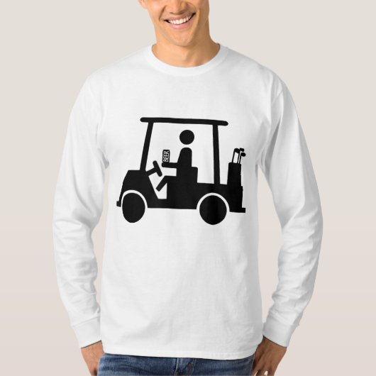 ゴルフおもしろいカートにおけるゴルフ飲用ビール Tシャツ (正面)