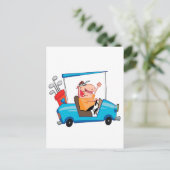 ゴルフおもしろいカートのゴルファー ポストカード (スタンド正面)