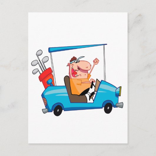 ゴルフおもしろいカートのゴルファー ポストカード (正面)