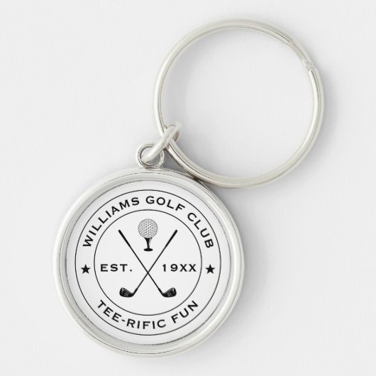 ゴルフおもしろいクラブゴルファーPUNカスタム文字白黒 キーホルダー (正面)