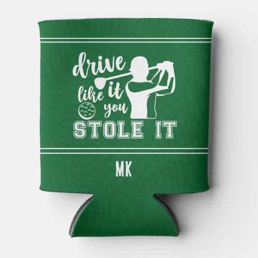 ゴルフおもしろいグリーンのドライブは盗んだモノグラム 缶クーラー (正面)