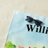 ゴルフおもしろいコースカートモノグラム名 ビーチタオル (インサイチュ)