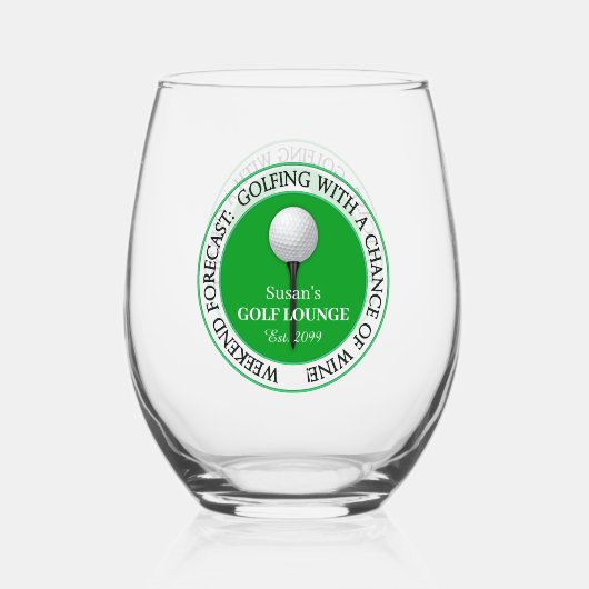 ゴルフおもしろいゴルフのゴルファーのボールTカクテルドリンク ステムなしワイングラス (裏面)