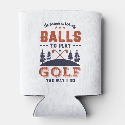 ゴルフおもしろいゴルファーがゴルフに多くのボールを遊投げる 缶クーラー (裏面)