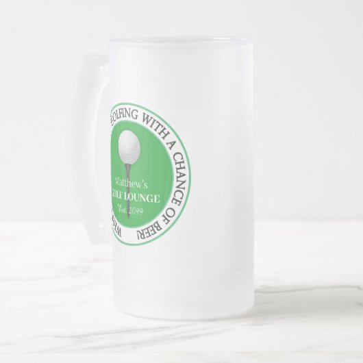 ゴルフおもしろいゴルファーのボールTガラス フロストグラスビールジョッキ (正面左)