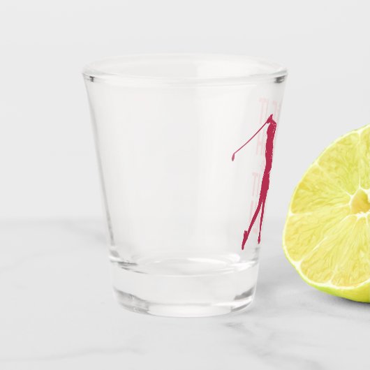 ゴルフおもしろいスポーツティー引用文キュートマゼンタレッドピンク ショットグラス (左)