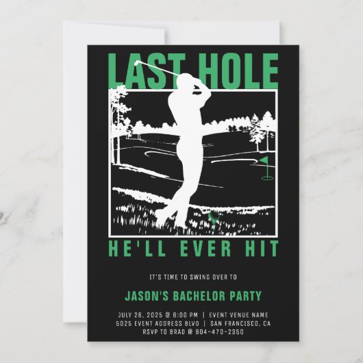 ゴルフおもしろいバチュラーパーティラストホール彼が今まで打つ 招待状 (正面)
