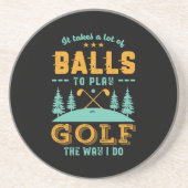 ゴルフおもしろいプレーヤーゴルファー多くのボールをゴルフのパン コースター (正面)