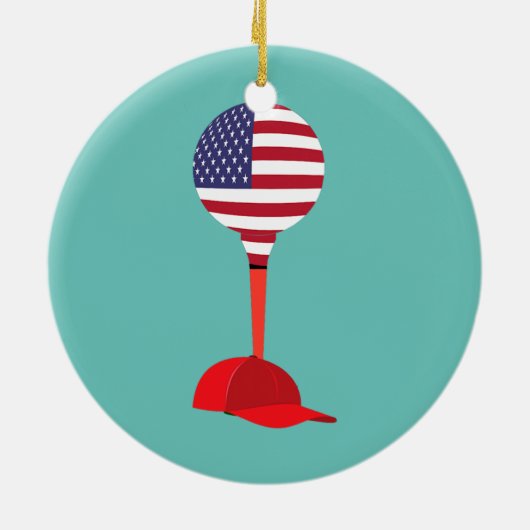 ゴルフおもしろいベースボールキャップアパレルスポーツハット セラミックオーナメント (裏面)