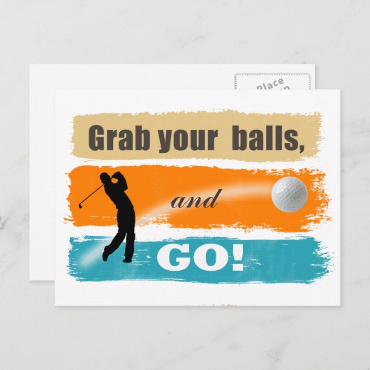 ゴルフおもしろいボールをグラブID466 ポストカード (正面/裏面)