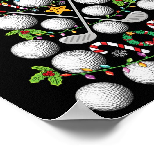 ゴルフおもしろいボールクリスマスツリークリスマスゴルフラブ ポスター (角)