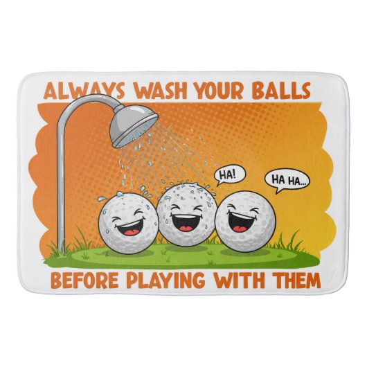 ゴルフおもしろいボールバスルーム バスマット (正面)