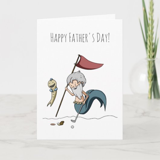 ゴルフおもしろいマーメイドの男の父の日 カード (正面)