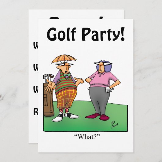 ゴルフおもしろいユーモアパーティの招待状 招待状 (正面/裏面)