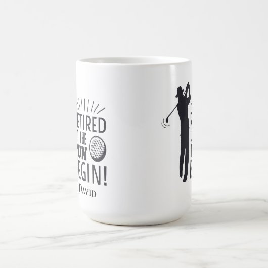 ゴルフおもしろいリタイア – おもしろい開始 コーヒーマグカップ (中央)