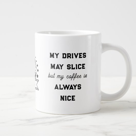 ゴルフおもしろい及びコーヒーパンタイポグラフィパーソナライズされた ジャンボコーヒーマグカップ (右)