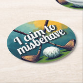 ゴルフおもしろい引用文とヴィンテージスタイル ラウンドペーパーコースター (アングル)