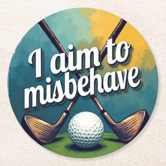 ゴルフおもしろい引用文とヴィンテージスタイル ラウンドペーパーコースター (正面)