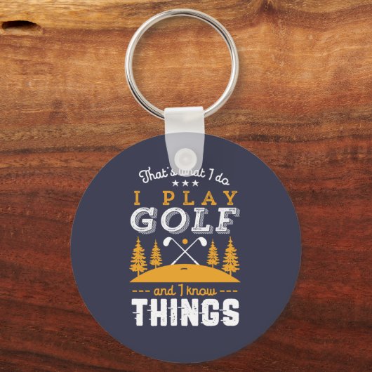 ゴルフおもしろい引用文Iゴ遊フと私は知っている キーホルダー (正面)