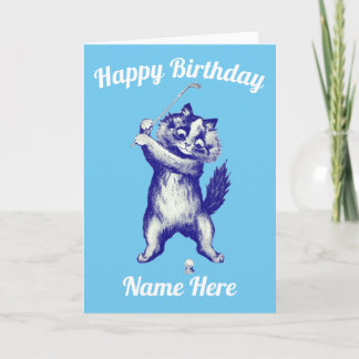 ゴルフおもしろい猫誕生日カード シーズンカード
