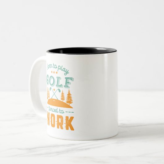 ゴルフおもしろい生まれ力に対するゴルフのゴルフの仕事 ツートーンマグカップ (正面左)