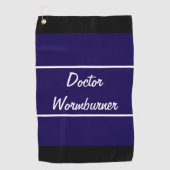 ゴルフおもしろい者のネイビーブルーワームバーナーの贈り物 ゴルフタオル (正面)