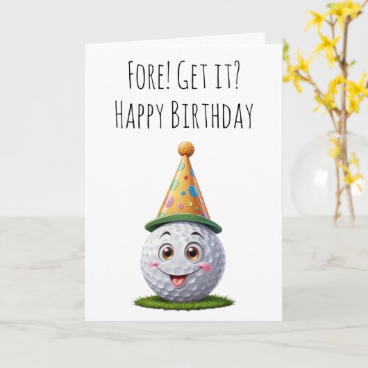 ゴルフおもしろい誕生日カード カード (黄色い花)