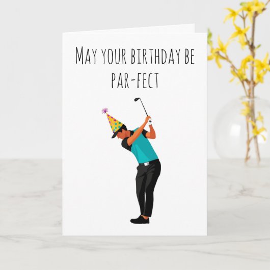 ゴルフおもしろい誕生日カード カード (黄色い花)