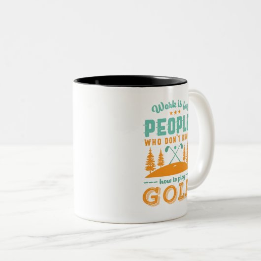 ゴルフおもしろい退職した選手ゴルファー大好きゴルフ ツートーンマグカップ (正面右)
